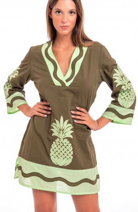 Pin Up Stars Tunichetta Ricamata Pineapple Patch in Cotone I Più Venduti
