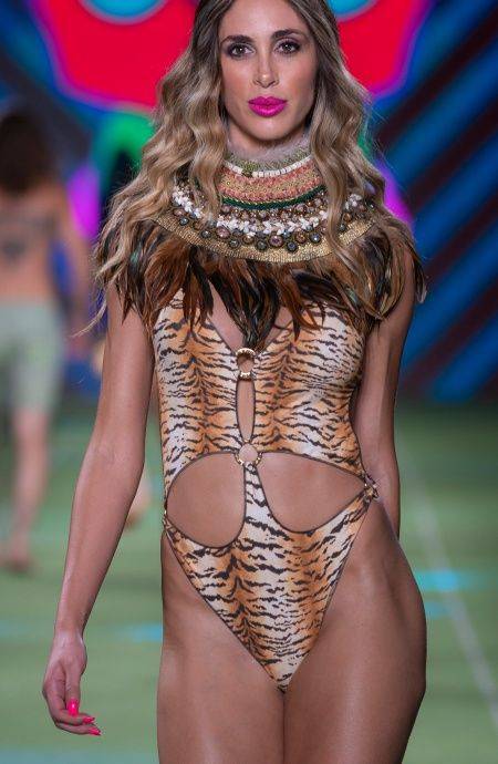 Pin Up Stars Costume Intero Con Anelle Stampa Tigre Hotsell
