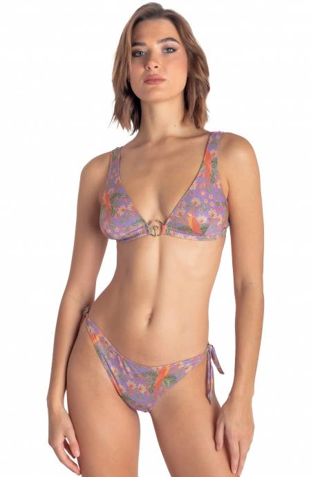 Pin Up Stars TOP BIKINI BRASSIERE CON ACCESSORIO STAMPA FLOWER BIRD Spedizione Gratuita