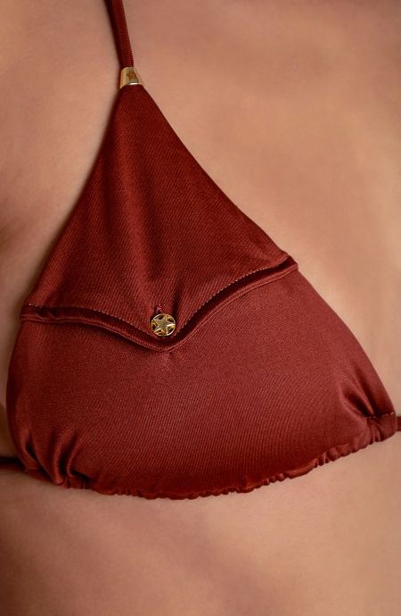 Pin Up Stars TOP BIKINI TRIANGOLO IMBOTTITO CON TASCHINO TINTA UNITA Vendita Economica
