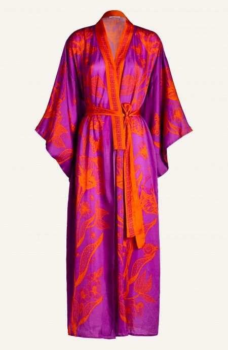 Pin Up Stars Kimono Viscosa Satin Principe Azzurro Nuova
