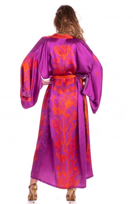 Pin Up Stars Kimono Viscosa Satin Principe Azzurro Nuova