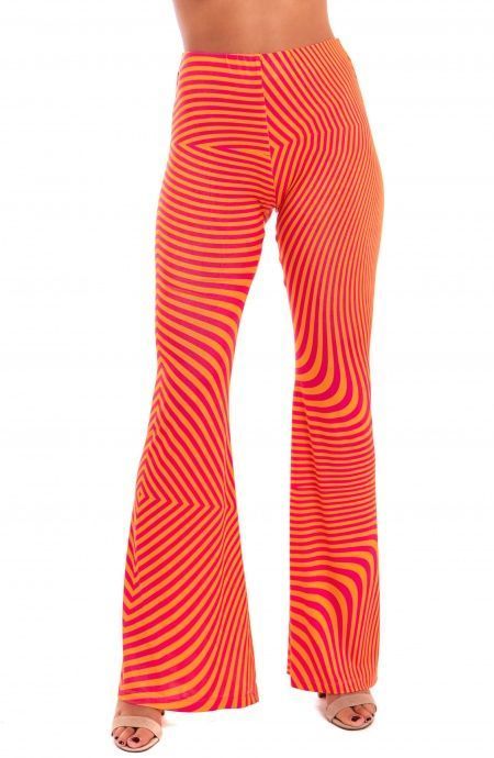 Pin Up Stars Pantalone a Zampa Jersey Stampa Optical Shopping Online