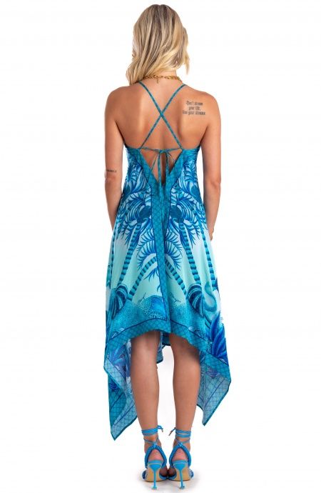 Pin Up Stars Abito Foulard Raso di Viscosa Palm Paradise Sconto