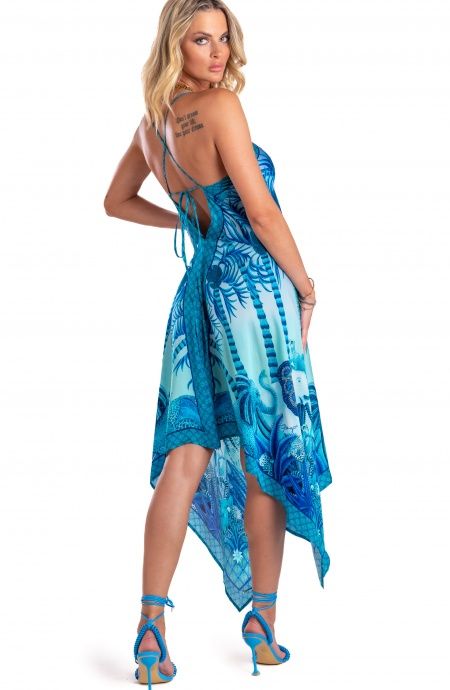 Pin Up Stars Abito Foulard Raso di Viscosa Palm Paradise Sconto