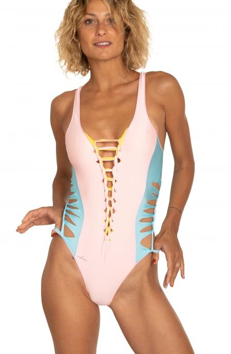 Pin Up Stars Costume Intero Double Cut Tinta Unita Promozione