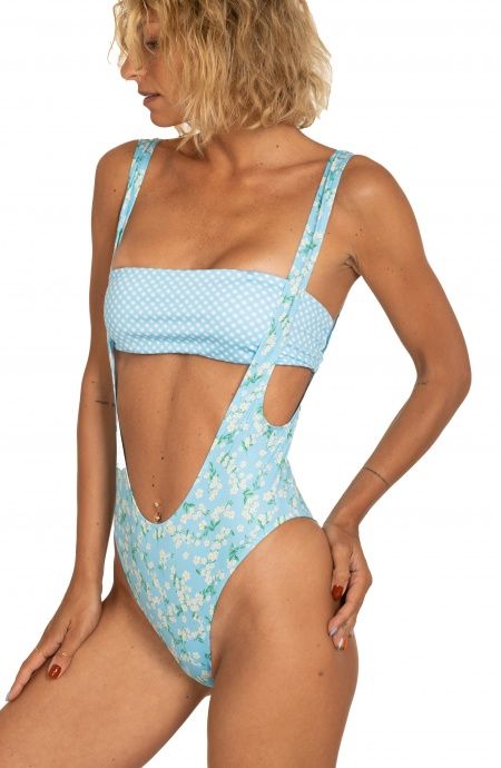 Pin Up Stars Costume Intero Con Fascia Stampa Provenzale Pezzi Unici