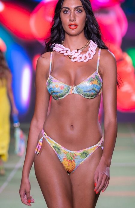 Pin Up Stars Bikini Balconcino Con Ferretto Paillettes Stampa Hawaii Sconto