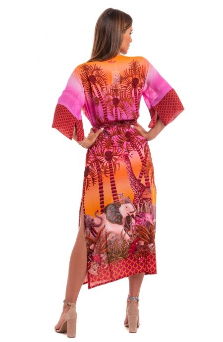 Pin Up Stars Kimono Mussola di Viscosa Palm Paradise Fino Al -60%
