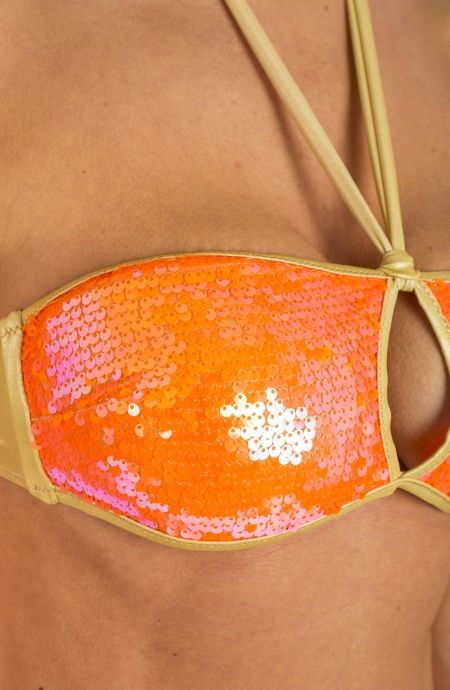 Pin Up Stars Bikini Fascia Goccia Centroseno Slip Fiocchi Bicolor Paillettes Vendita Economica