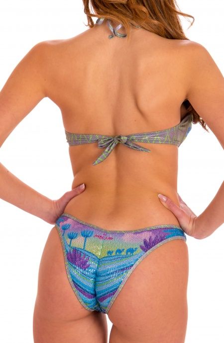 Pin Up Stars Bikini Fascia Slip Sgambato Stampa Dune Paillettes In Saldo