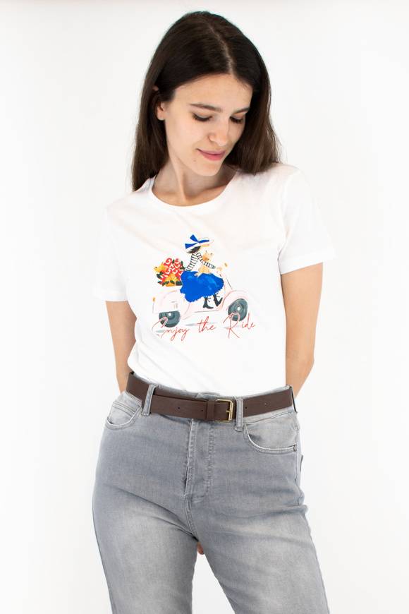 Please Jeans PLEASE T-SHIRT - T76 328 - WHITE Rilascio limitato