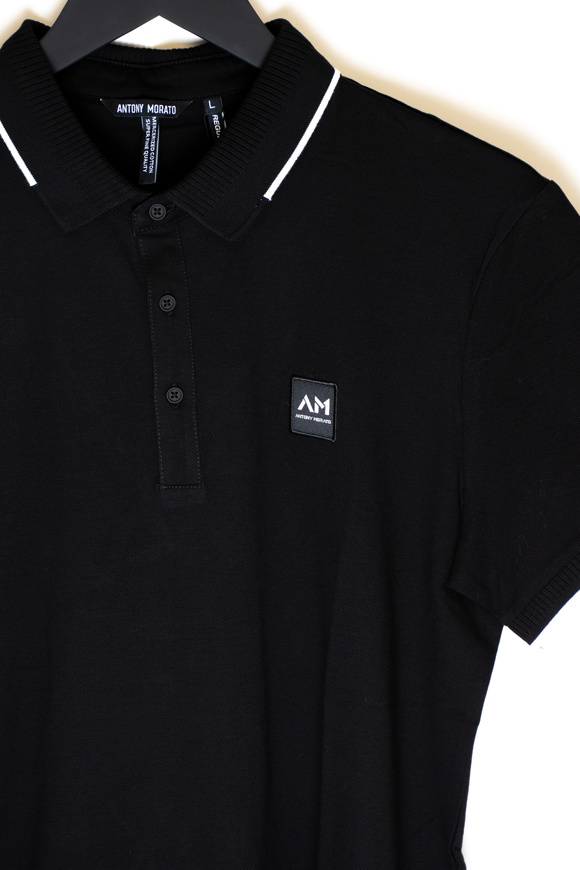 Please Jeans ANTONY MORATO POLO REGULAR - NERO Vendita