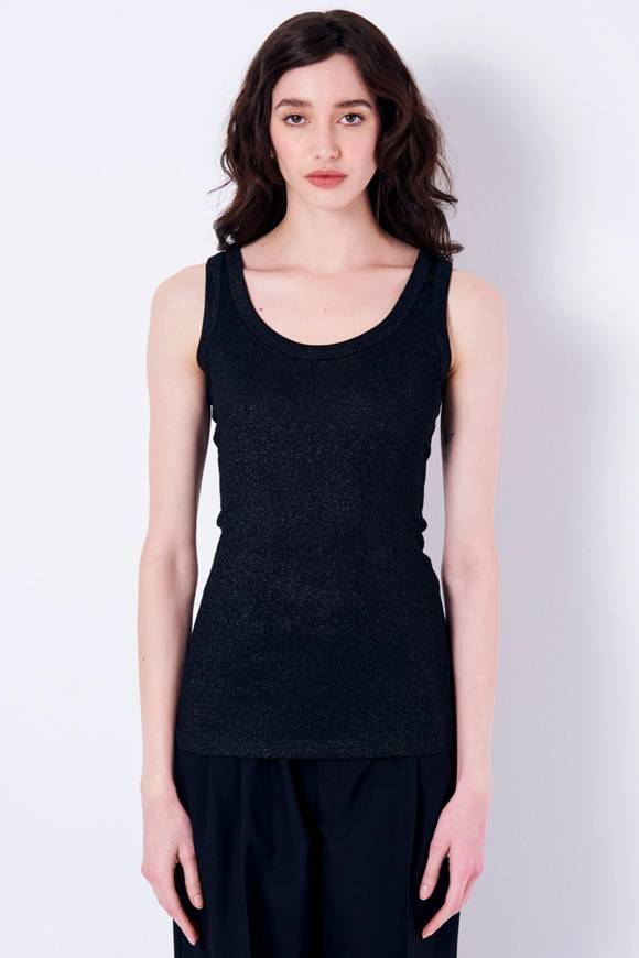 Please Jeans VICOLO TANK-TOP GLITTER - UB0 009 - BLACK 2025