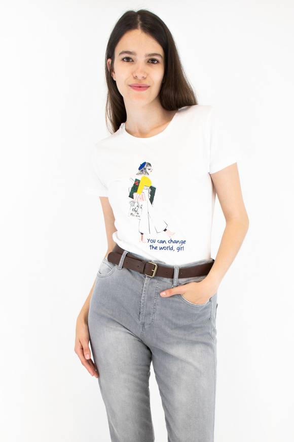 Please Jeans PLEASE T-SHIRT - T76 326 - WHITE Soddisfazione Garantita
