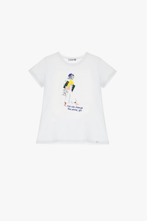 Please Jeans PLEASE T-SHIRT - T76 326 - WHITE Soddisfazione Garantita