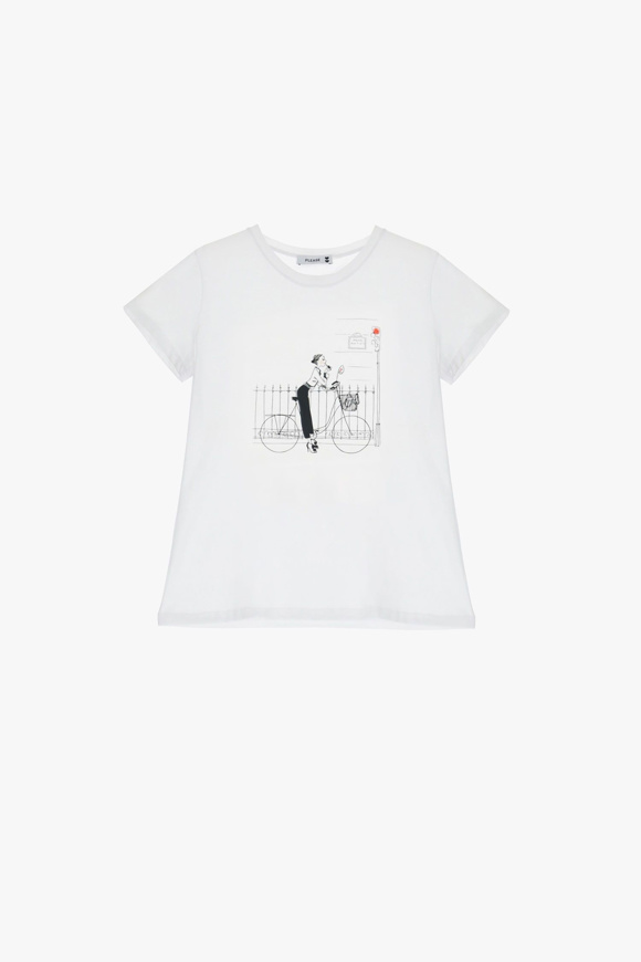 Please Jeans PLEASE T-SHIRT - T76 323 - WHITE Qualità Garantita