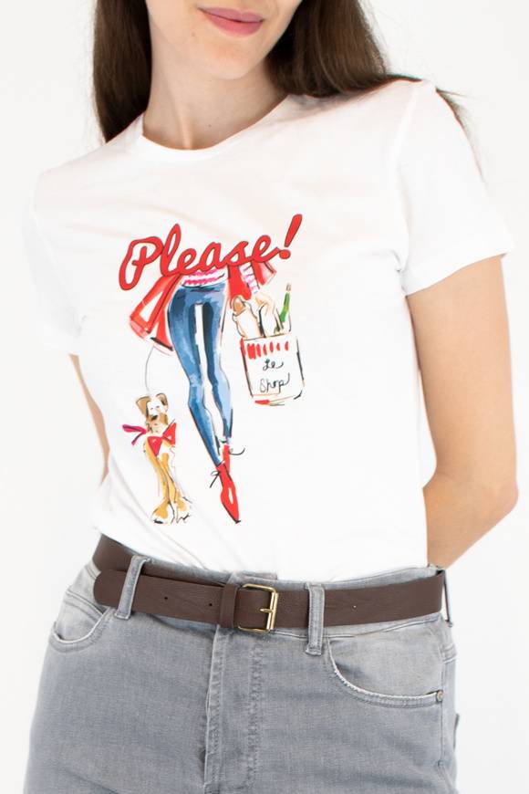 Please Jeans PLEASE T-SHIRT - T76 329 - WHITE Negozi Online