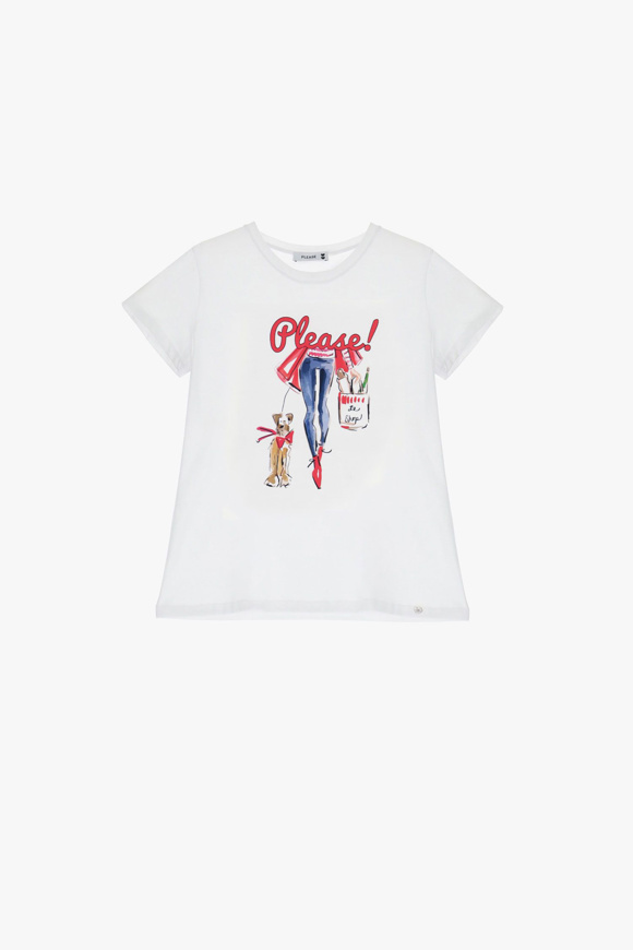 Please Jeans PLEASE T-SHIRT - T76 329 - WHITE Negozi Online