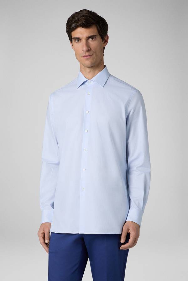 Pull Pal Zileri Camicia azzurra con micro struttura Consegna Veloce