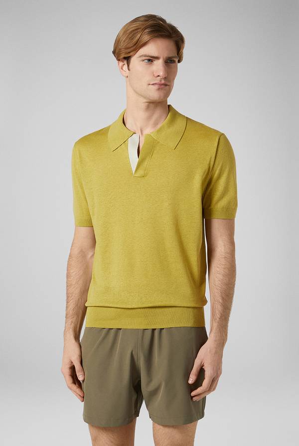 Pull Pal Zileri Polo in maglia di lino e seta color senape Spedizione Gratuita