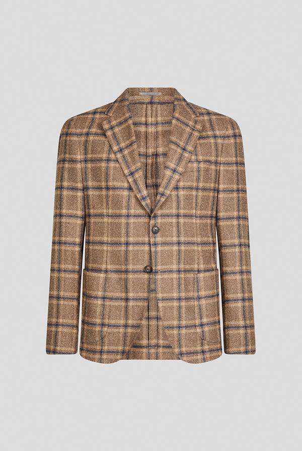 Pull Pal Zileri Giacca beige con motivo macro check blu navy