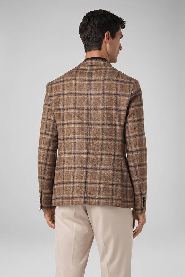 Pull Pal Zileri Giacca beige con motivo macro check blu navy Sconto