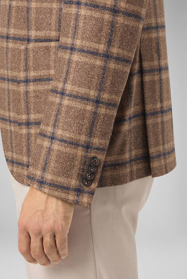 Pull Pal Zileri Giacca beige con motivo macro check blu navy Sconto