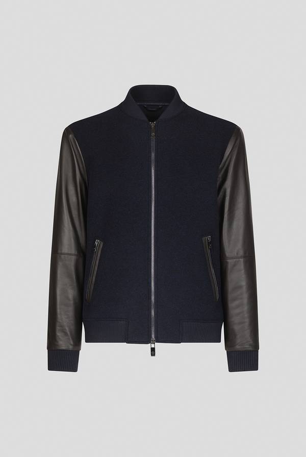 Pull Pal Zileri Varsity Jacket in lana tecnica con maniche in pelle