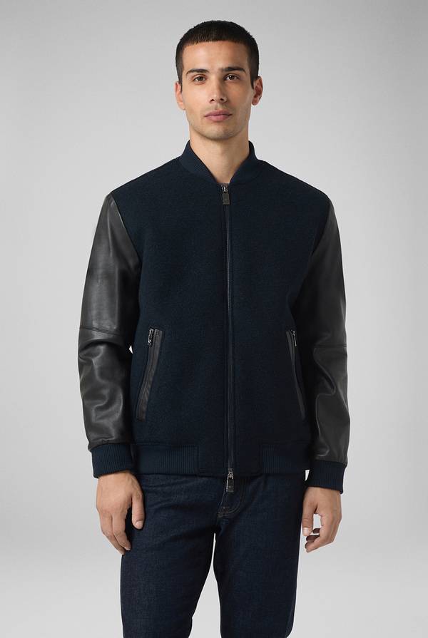Pull Pal Zileri Varsity Jacket in lana tecnica con maniche in pelle Moda