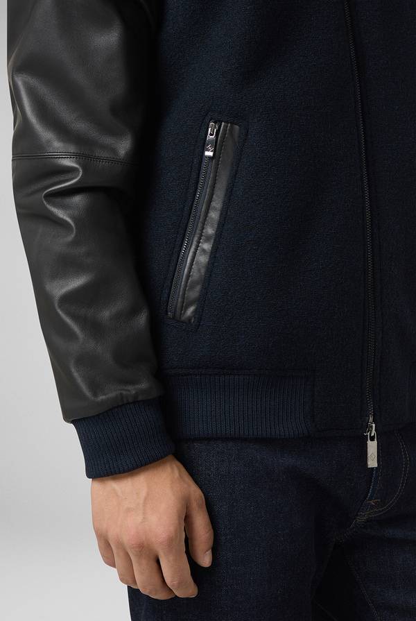 Pull Pal Zileri Varsity Jacket in lana tecnica con maniche in pelle Moda