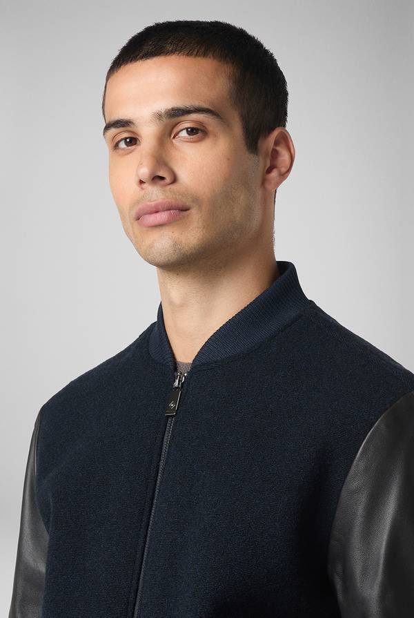 Pull Pal Zileri Varsity Jacket in lana tecnica con maniche in pelle Moda