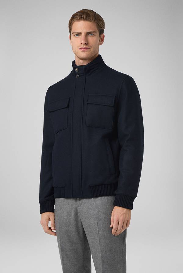 Pull Pal Zileri Blouson in lana blu navy Italy