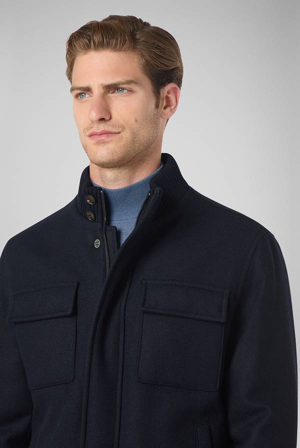 Pull Pal Zileri Blouson in lana blu navy Italy