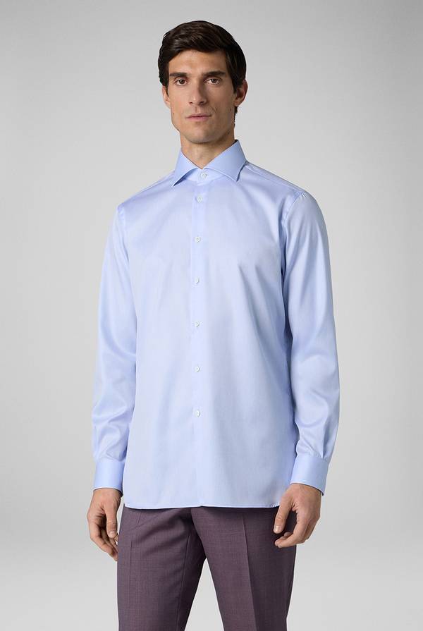 Pull Pal Zileri Camicia in cotone con trattamento anti-piega azzurra Pezzi Unici