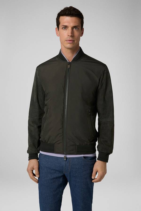Pull Pal Zileri Varsity jacket in nylon con maniche in suede Economico