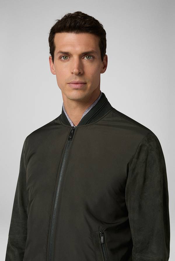 Pull Pal Zileri Varsity jacket in nylon con maniche in suede Economico