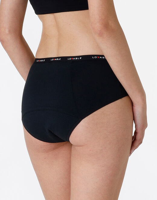 Lovable NUOVA Culotte da ciclo lavabile in cotone biologico certificato, colore nero, flusso abbondante Presa