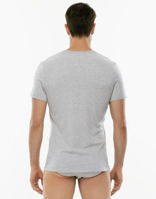 Lovable T-Shirt Cotton Stretch in cotone elasticizzato scollo a V, grigio melange Moda