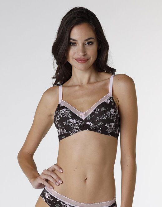 Lovable Reggiseno senza ferretto My Daily Comfort Printed in microfibra, fiori caffè Vendita