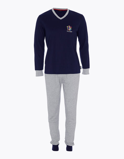 Lovable Pigiama in jersey di cotone, blu navy e grigio melange Prezzo Ridotto