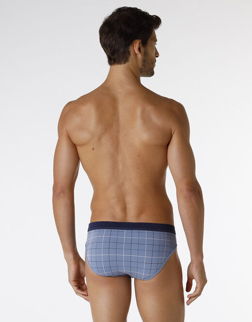Lovable Slip Casual Stretch Cotton in cotone elasticizzato, azzurro con stampa a quadri Presa