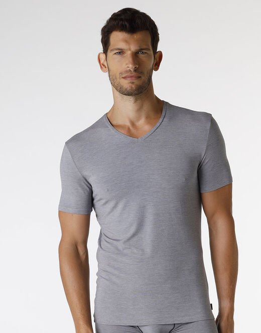 Lovable T-shirt con scollo a V Micromodal Fil a Fil, grigio melange Qualità