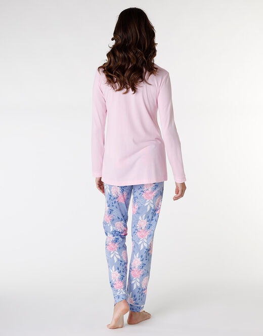 Lovable Pigiama lungo aperto in cotone modal, rosa con stampa floreale Nuovo