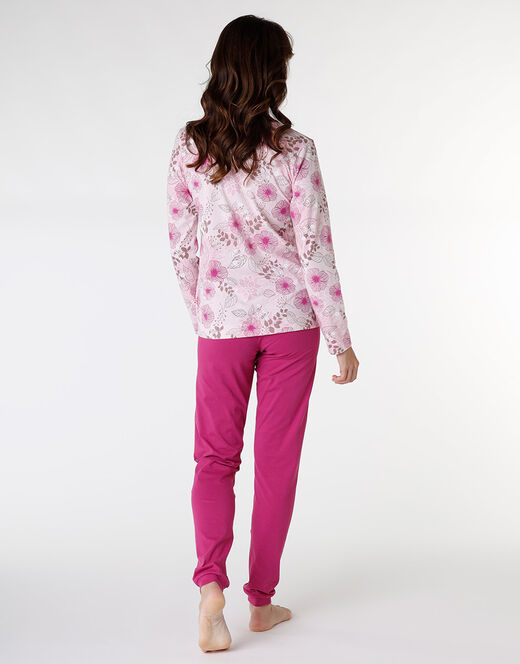 Lovable Pigiama lungo in jersey di cotone, rosa con stampa floreale Spedizione Gratuita