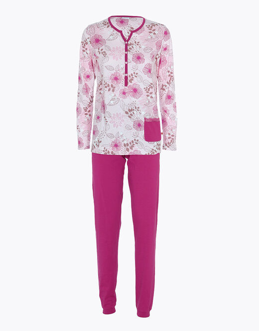 Lovable Pigiama lungo in jersey di cotone, rosa con stampa floreale Spedizione Gratuita
