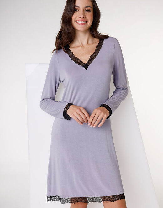 Lovable Camicia da notte in jersey di modal elasticizzato, tornado chiaro Acquista Ora