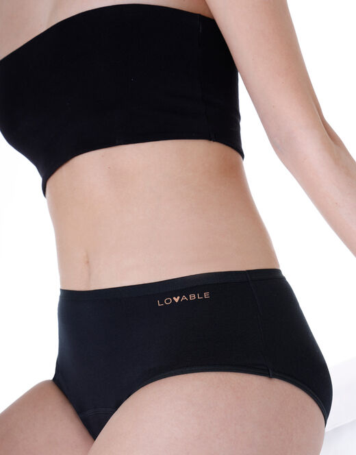Lovable Slip midi assorbente lavabile in cotone elasticizzato, nero Novità