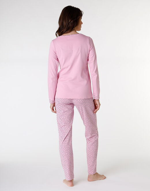 Lovable Pigiama lungo in jersey di cotone, rosa con motivi e stampa Offerte
