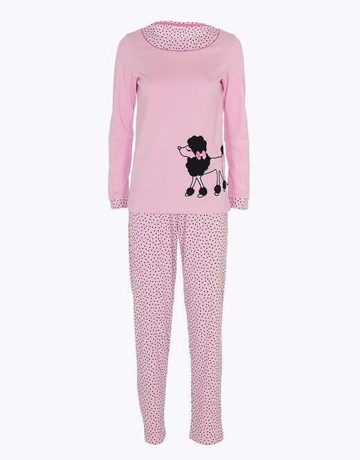 Lovable Pigiama lungo in jersey di cotone, rosa con motivi e stampa Offerte